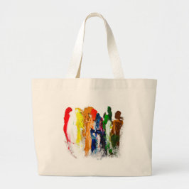 Bolsa Tote Grande Abstrato Expressão de figuras humanas em movimento