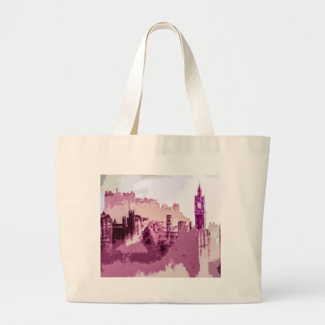 Bolsa Tote Grande Abstrato Painting Edimburgo Capital da Escócia (Frente)