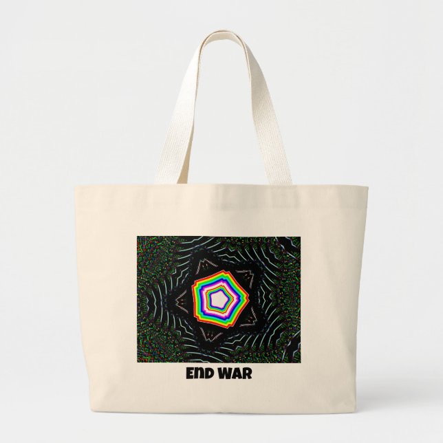 Bolsa Tote Grande Acabar com a Guerra (você pode mudar as palavras) (Frente)