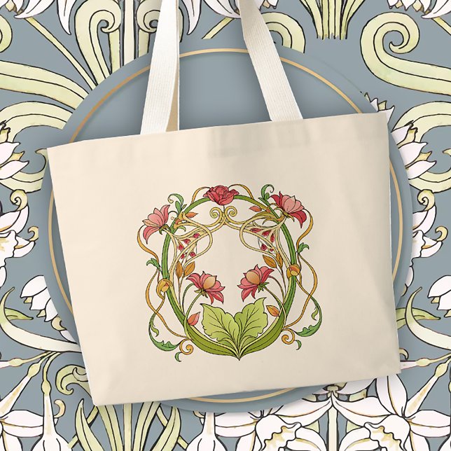 Bolsa Tote Grande Acento de Lar Art Nouveau Romântico (Criador carregado)