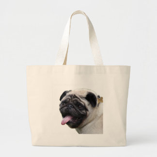 Bolsa Tote Grande acessorios de foto do Pug branco atraente, adicion