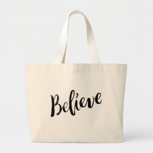 Bolsa Tote Grande Acredite - o design da tipografia da rotulação d