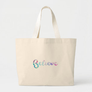Bolsa Tote Grande Acreditem na arte da tipografia das aquarelas
