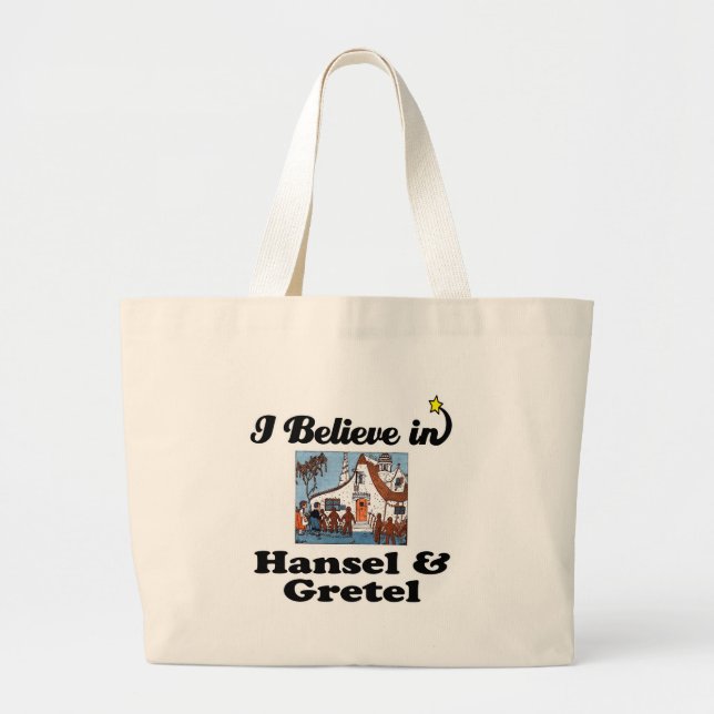 Bolsa Tote Grande acredito em hansel e gretel (Frente)