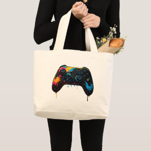 Bolsa Tote Grande Adesivo de Controle de Jogo Color Splash
