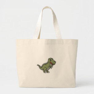 Bolsa Tote Grande Adesivo de Dinossauro T-Rex Fofo – Dino de Desenho