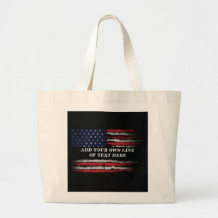 Bolsa Tote Grande Adicione seu próprio texto no sinalizador america