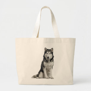 Bolsa Tote Grande Adorável Cachorrinho Amante do Husky Siberiano Eng