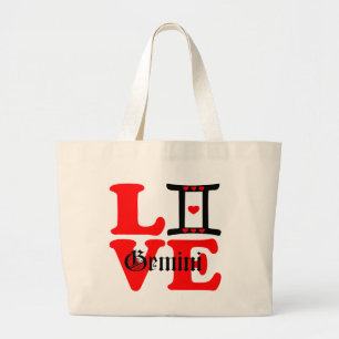 Bolsa Tote Grande ♊! 😍 Adoro Gemini-Melhor Sinal Zodíaco Jumbo Bols