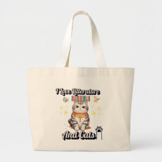 Bolsa Tote Grande Adoro Literatura e Gatos Design