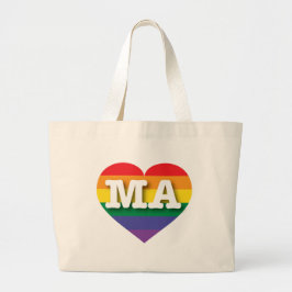 Bolsa Tote Grande Adoro Massachusetts Rainbow Heart