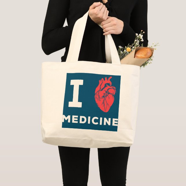 Bolsa Tote Grande Adoro Medicina Cardiologista Médico do Coração (Frente (produto))
