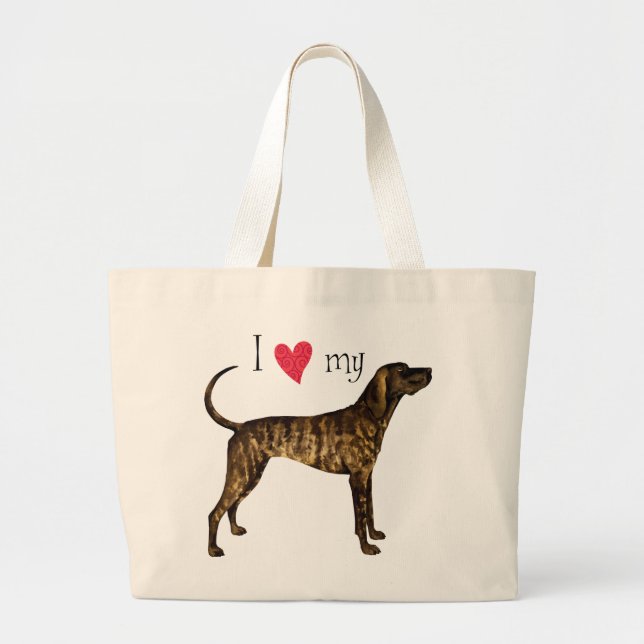 Bolsa Tote Grande Adoro o meu cão-de-sorte (Frente)