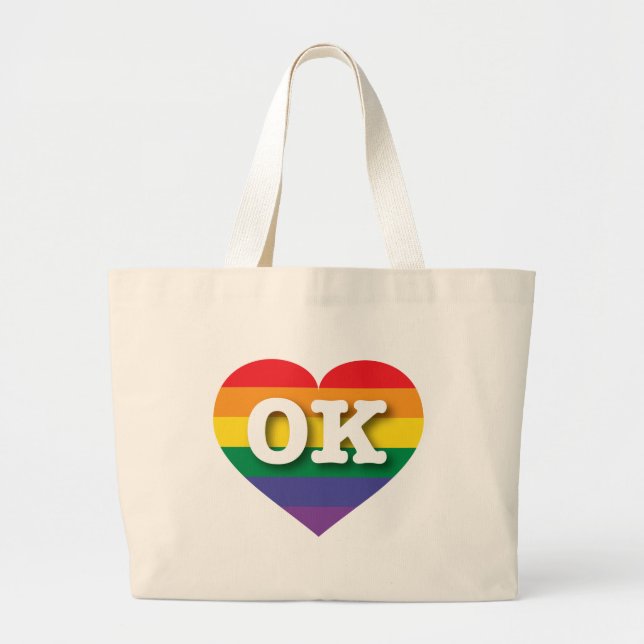 Bolsa Tote Grande Adoro Oklahoma Rainbow Heart (Frente)