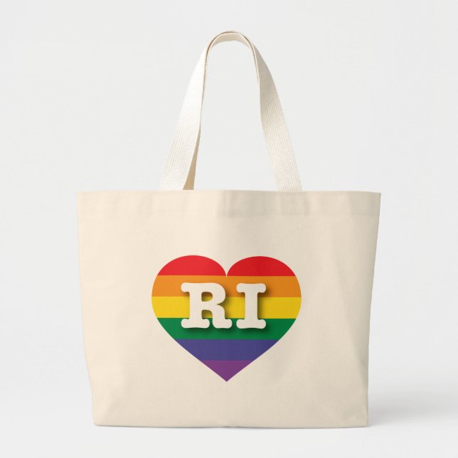 Bolsa Tote Grande Adoro Rhode Island Rainbow Heart (Frente)