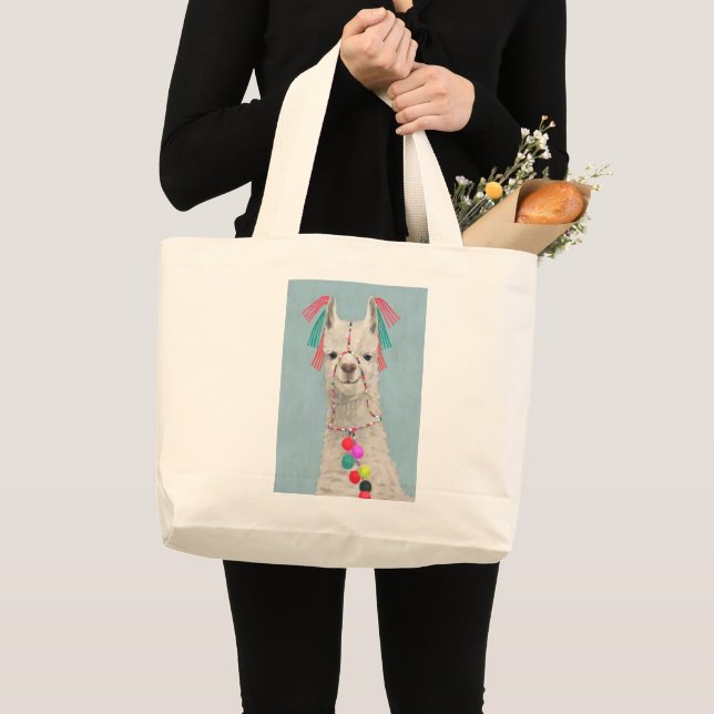 Bolsa Tote Grande Adorted Llama - Branco (Frente (produto))