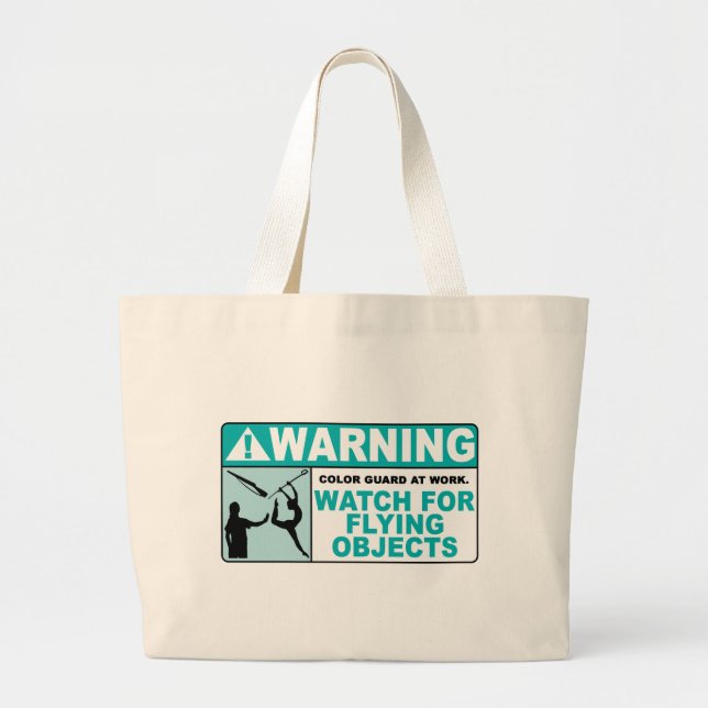 Bolsa Tote Grande Advertir Beware de objetos do vôo! (Frente)