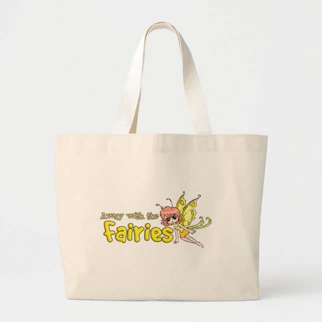 Bolsa Tote Grande Afastado com as fadas (Frente)