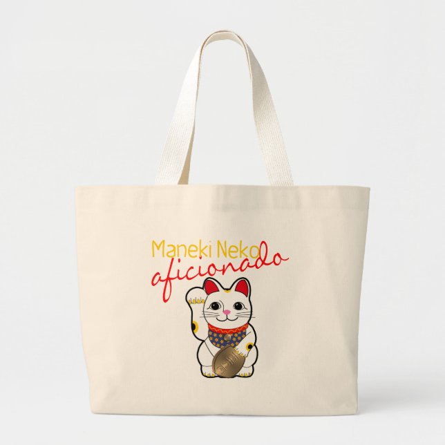 Bolsa Tote Grande Aficionado de Maneki Neko (Frente)