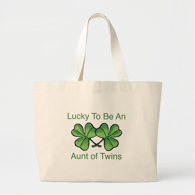 Bolsa Tote Grande Afortunado para ser tia gêmea (Frente)