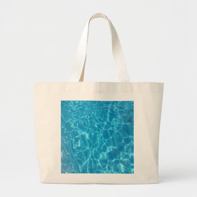 Bolsa Tote Grande Água da Piscina Azul Céu Cristalino (Frente)