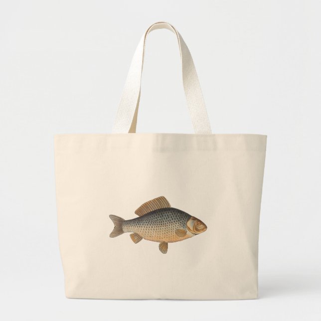 Bolsa Tote Grande Água fresca de pintura de peixes-carpa (Frente)