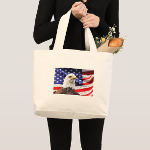 Bolsa Tote Grande Águia americana na bandeira americana