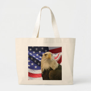Bolsa Tote Grande Águia Bald Americana e Bandeira