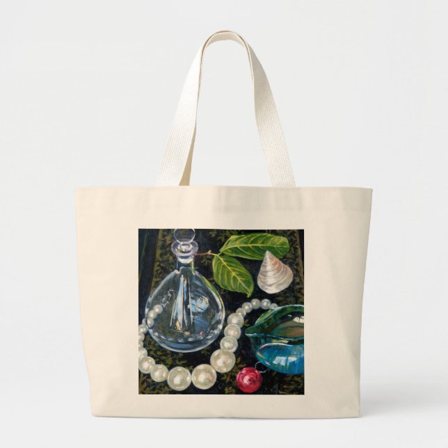 Bolsa Tote Grande Ainda vida com pérolas (Frente)