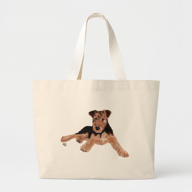 Bolsa Tote Grande Airedale / Welsh Terrier Puppy (Frente)