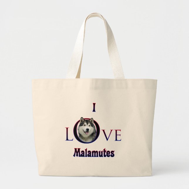 Bolsa Tote Grande Alaskan Malamute I Love (Frente)