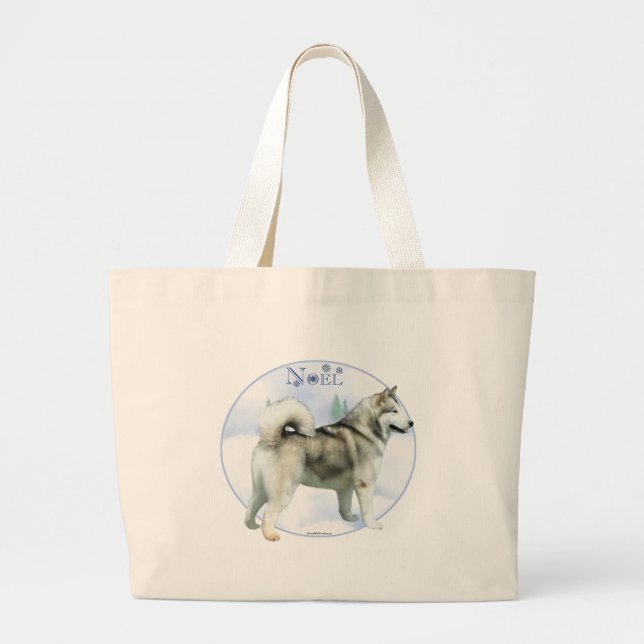 Bolsa Tote Grande Alaskan Malamute Noel (Frente)