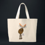 Bolsa Tote Grande Alces de Hanukkah!<br><div class="desc">Este alce pequeno Menorah dos desenhos animados está desejando-lhe um Moosed Hanukkah feliz!</div>