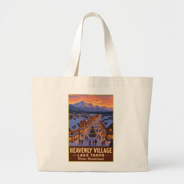 Bolsa Tote Grande Aldeia do Lago Tahoe Winter Wonderland (Frente)