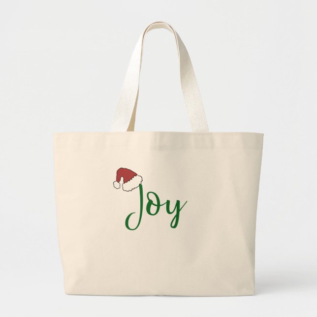 Bolsa Tote Grande Alegria em verde com Santa Hat (Frente)