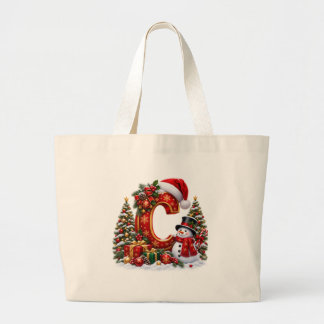 Bolsa Tote Grande Alfabeto do País das Maravilhas de Inverno Carta C