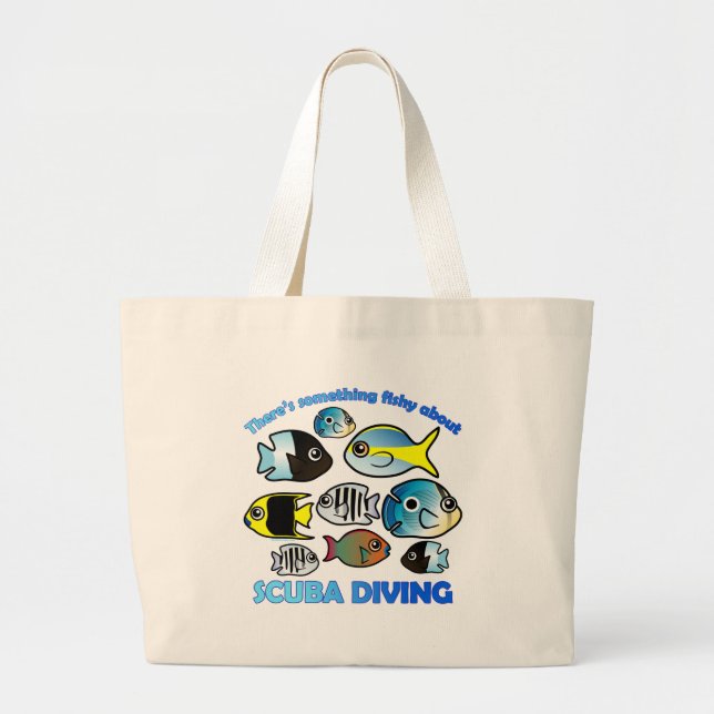 Bolsa Tote Grande Algo Fishy Sobre Scuba (Frente)