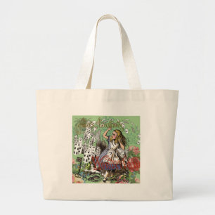 Bolsa Tote Grande alice cards maravilderland hatrabbit