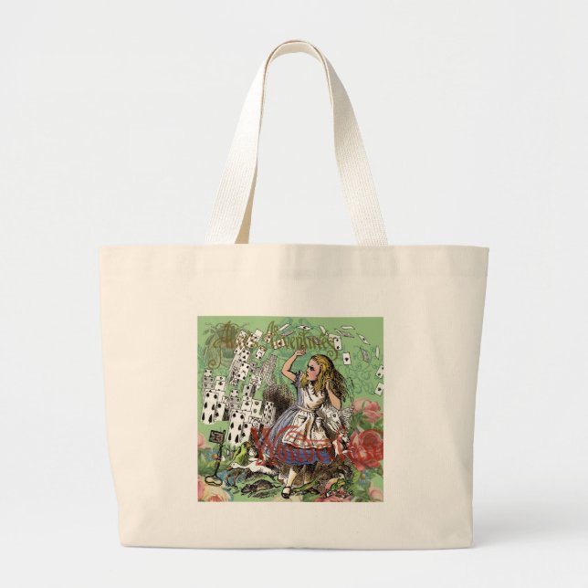 Bolsa Tote Grande alice cards maravilderland hatrabbit (Frente)