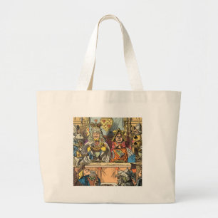 Bolsa Tote Grande Alice no País das Maravilhas Cheshire Cat Caracter