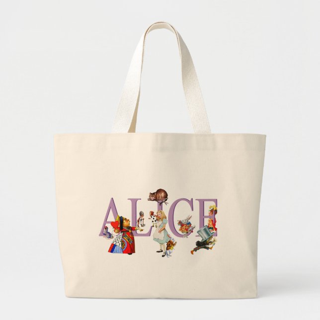 Bolsa Tote Grande Alice no país das maravilhas e amigos (Frente)