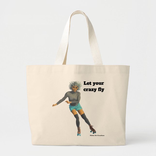 Bolsa Tote Grande Alienígena Roller Skating Fantasy Art Tote Bag (Frente)