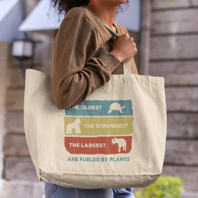 Bolsa Tote Grande Alimentado por Plantas Vegan Animais Energizados  (Criador carregado)