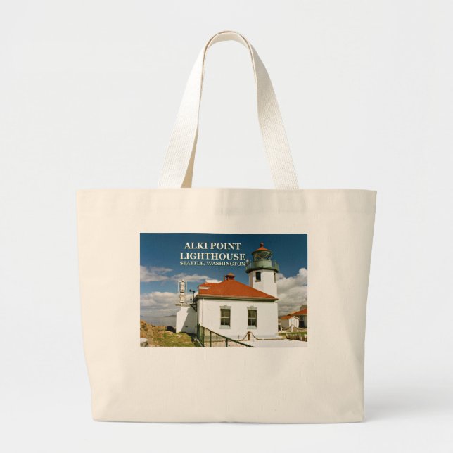 Bolsa Tote Grande Alki Point Lighthouse, Seattle Washington (Frente)