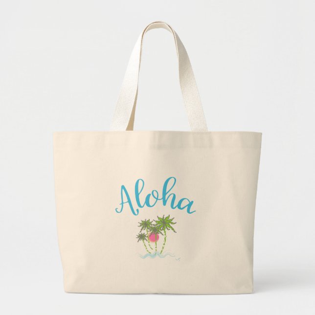 Bolsa Tote Grande Aloha Beaches Hawaiian Style Summer (Frente)