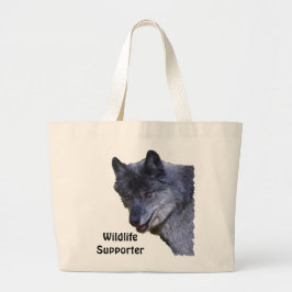 Bolsa Tote Grande Aloof Cinza Wolf Wildlife Supporter Tote Bags