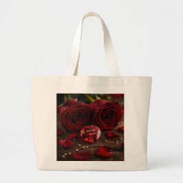 Bolsa Tote Grande Always Yours Romantic Red Rose Valentine Canvas
