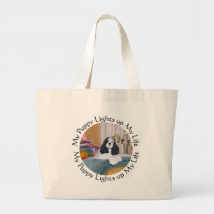 Bolsa Tote Grande Am Cocker Spaniel Luz da Minha Vida
