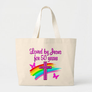 BOLSA TOTE GRANDE AMADO POR DEUS 50º ANIVERSÁRIO DESIGN