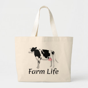Bolsa Tote Grande Amante de Vaca Vacas Fazenda Fazendeiro Vida no Ca